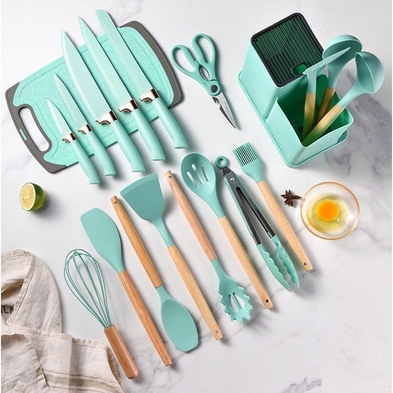 Kit Utensílios De Cozinha Jogo Completo 19 Peças - Preto
