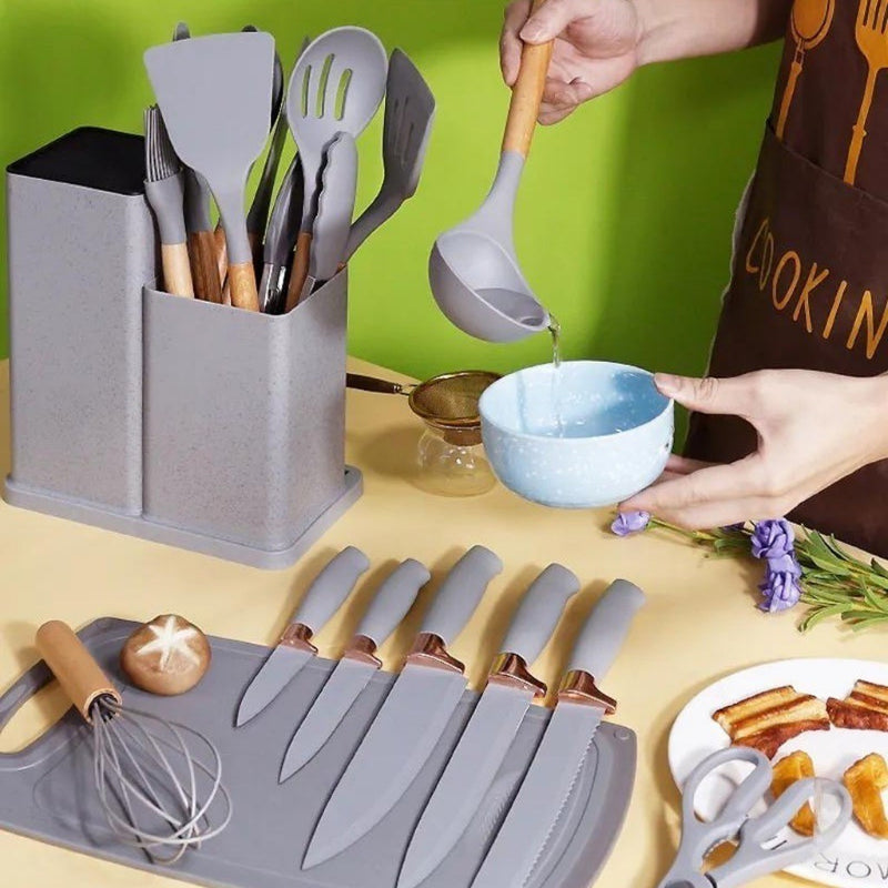 Kit Utensílios De Cozinha Jogo Completo 19 Peças - Preto