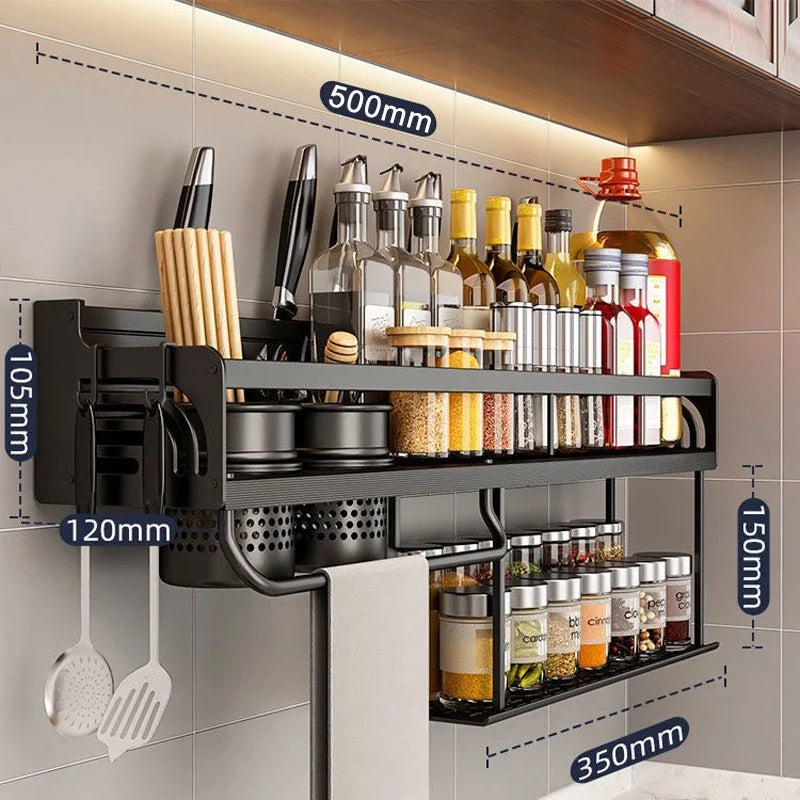 Prateleira Organizadora Multiuso Alumínio Cozinha Moderna Porta Tempero e Utensílios 60cm