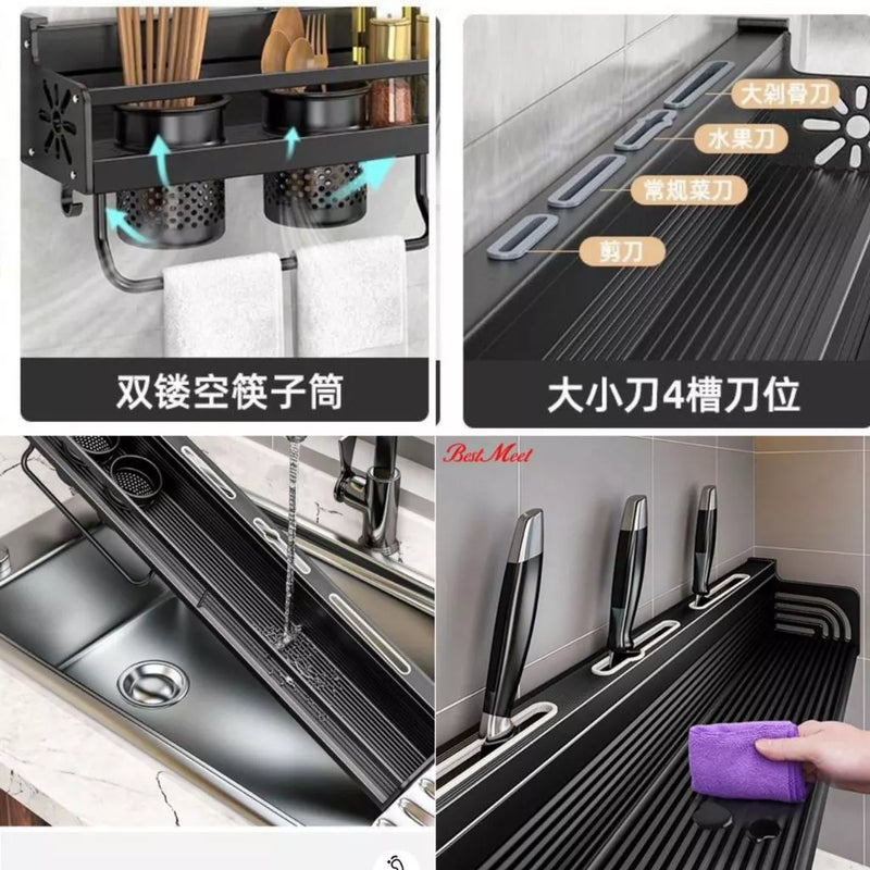 Prateleira Organizadora Multiuso Alumínio Cozinha Moderna Porta Tempero e Utensílios 60cm